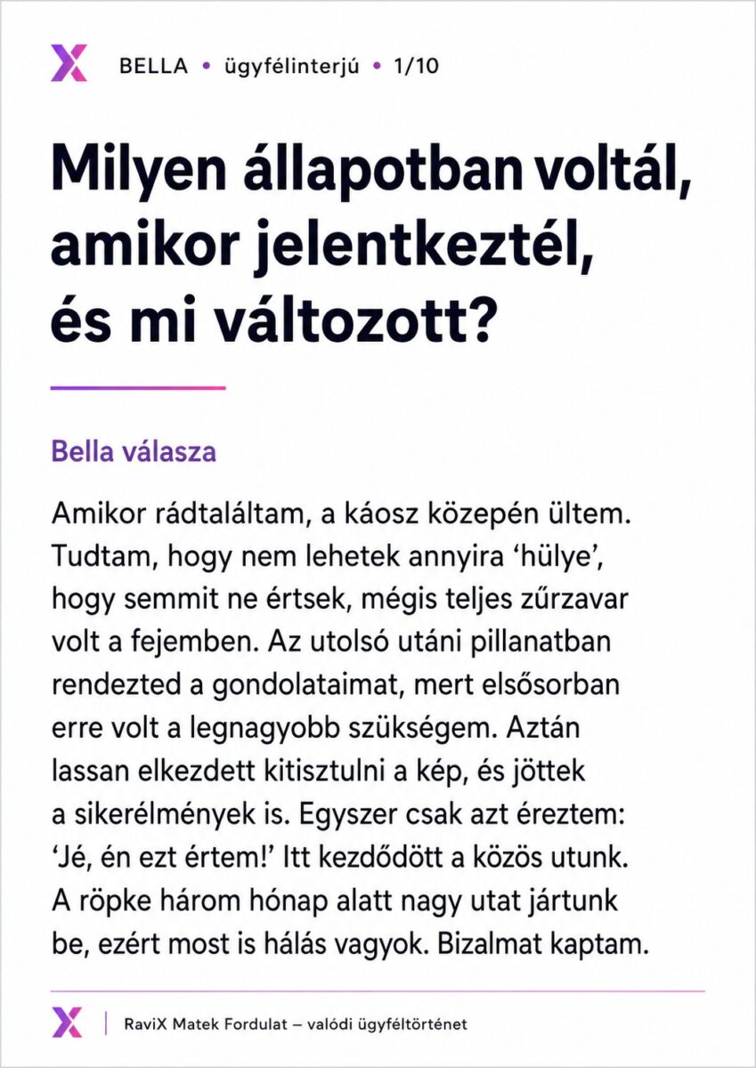 Bella ügyfélinterjúja – 1. lap