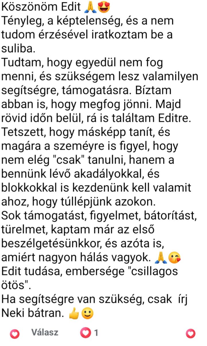Rita kommentje egy poszt alatt